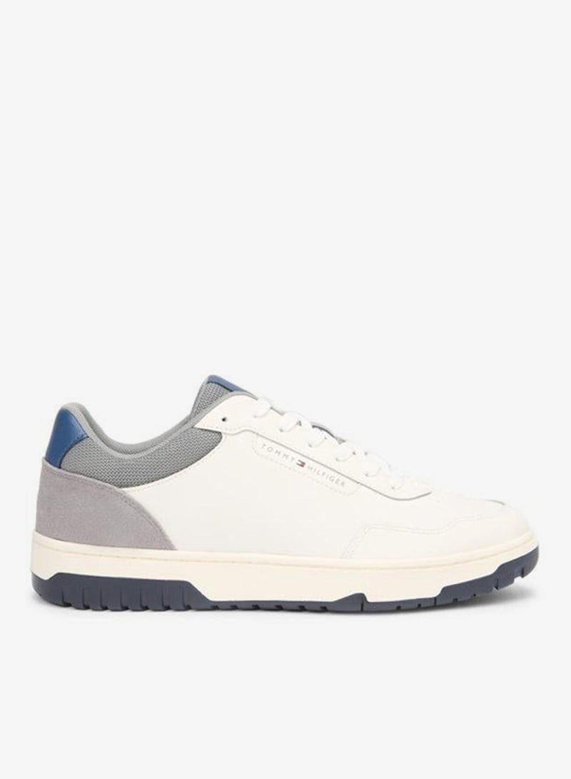 TOMMY HILFIGER Mixed Texture Basketball Trainers With Leather - Image 1